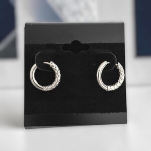 Textured Stainless Steel Hoop Earrings - 10mm